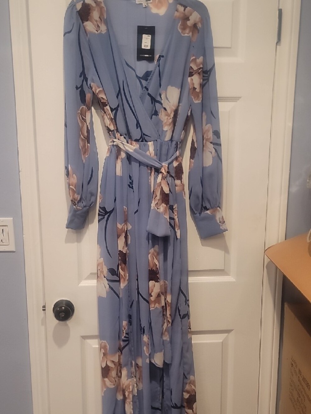 Women’s Light Blue Floral Wrap Maxi Dress - Picture 4 of 9